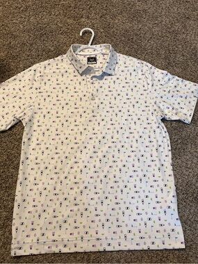 White Printed Short-Sleeve Polo Shirt